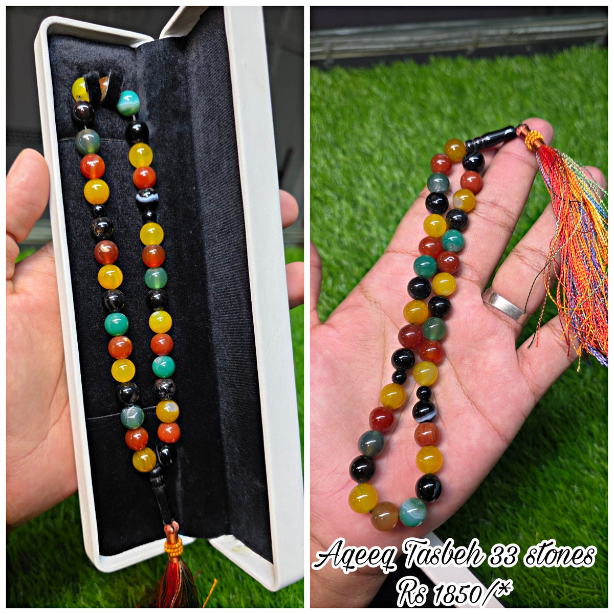 Natural Aqeeq Tasbeeh 33 Beads