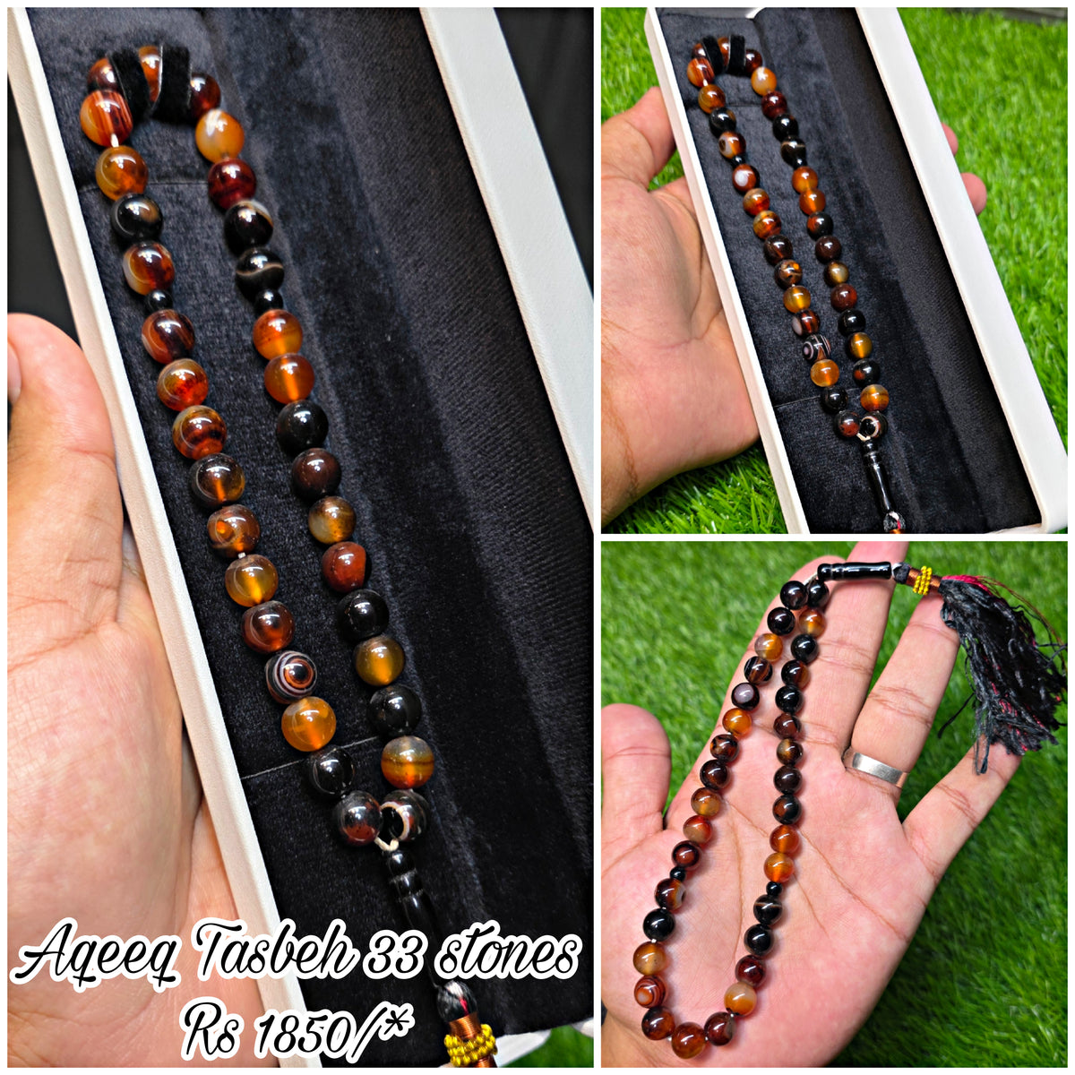 Natural Aqeeq Tasbeeh 33 Beads