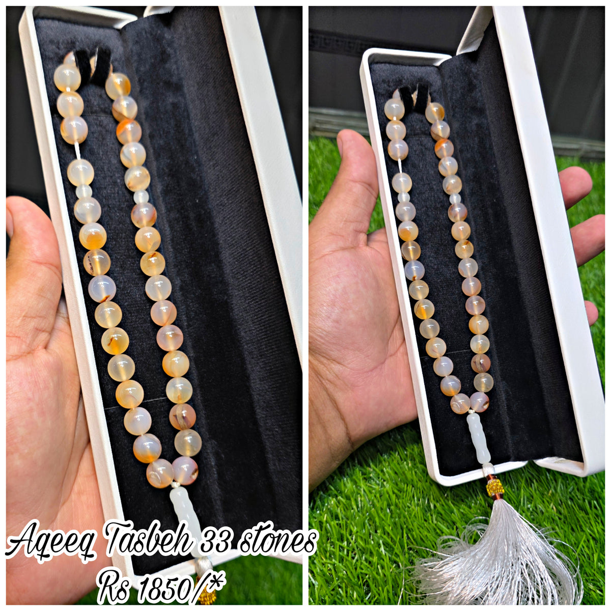 Natural Aqeeq Tasbeeh 33 Beads