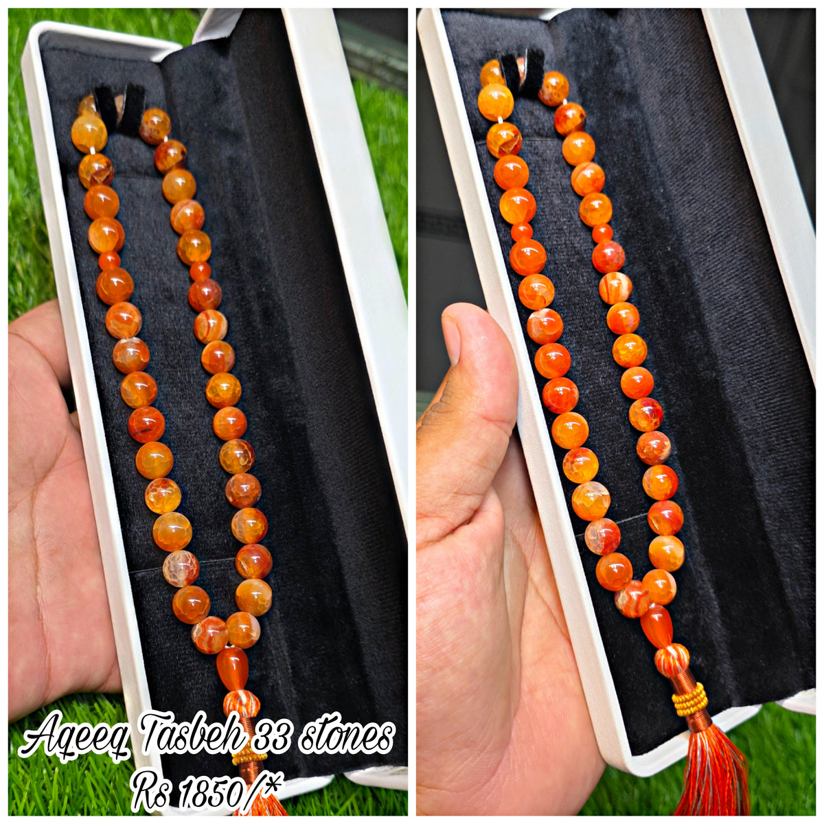 Natural Aqeeq Tasbeeh 33 Beads