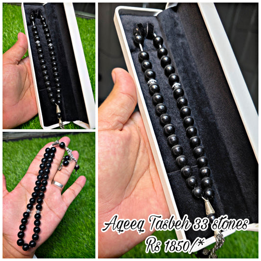 Natural Aqeeq Tasbeeh 33 Beads