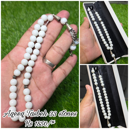 Natural Aqeeq Tasbeeh 33 Beads