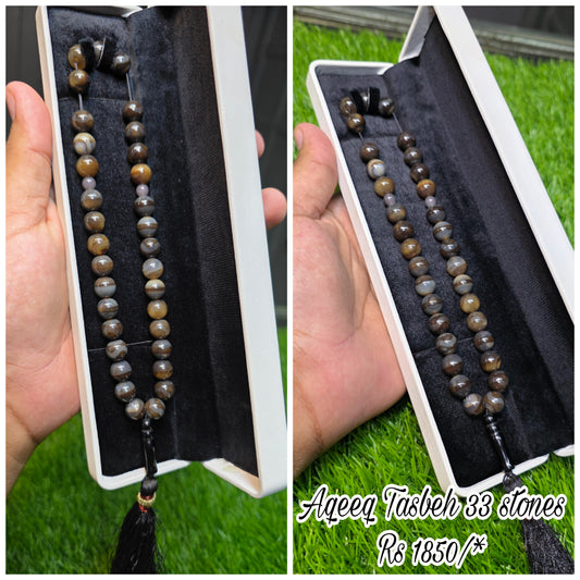 Natural Aqeeq Tasbeeh 33 Beads