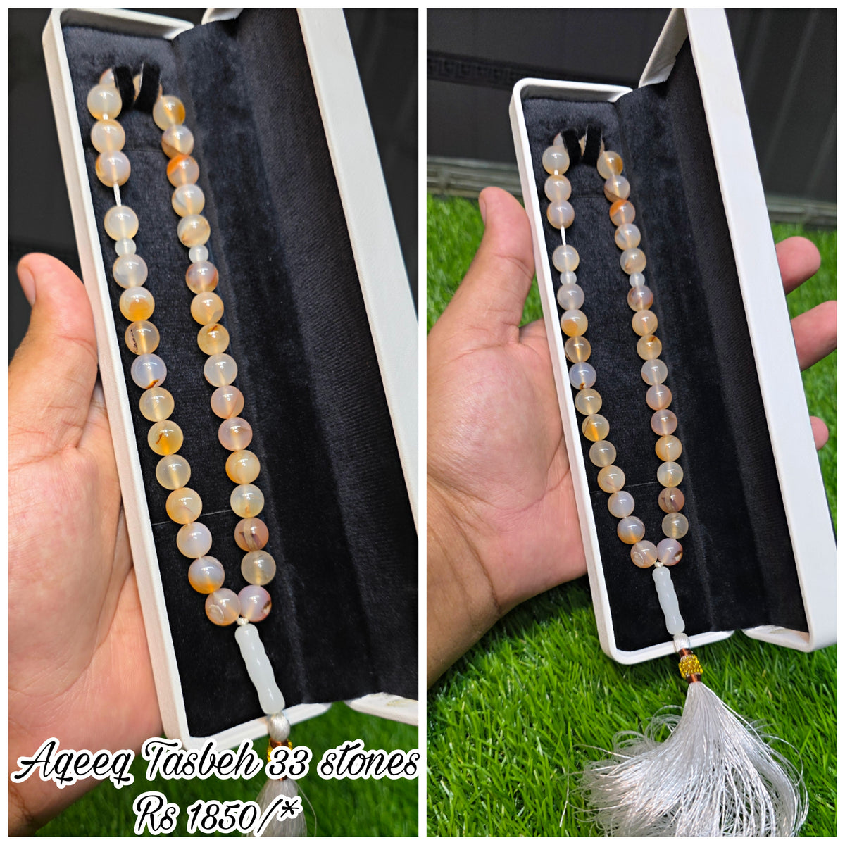 Natural Aqeeq Tasbeeh 33 Beads