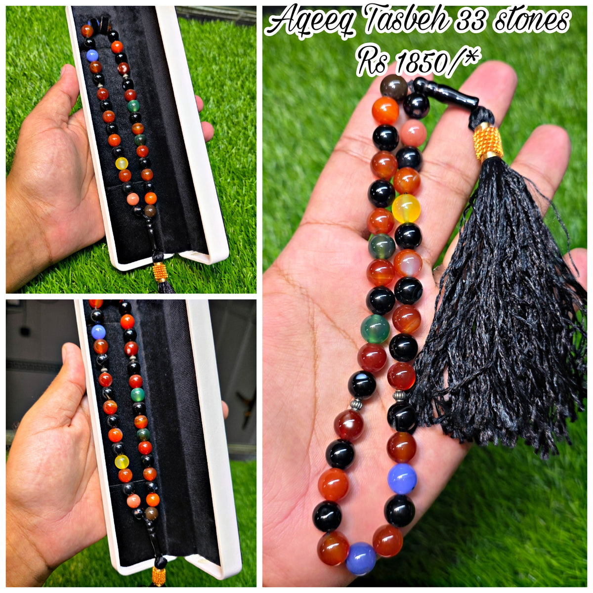 Natural Aqeeq Tasbeeh 33 Beads