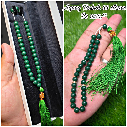 Natural Aqeeq Tasbeeh 33 Beads
