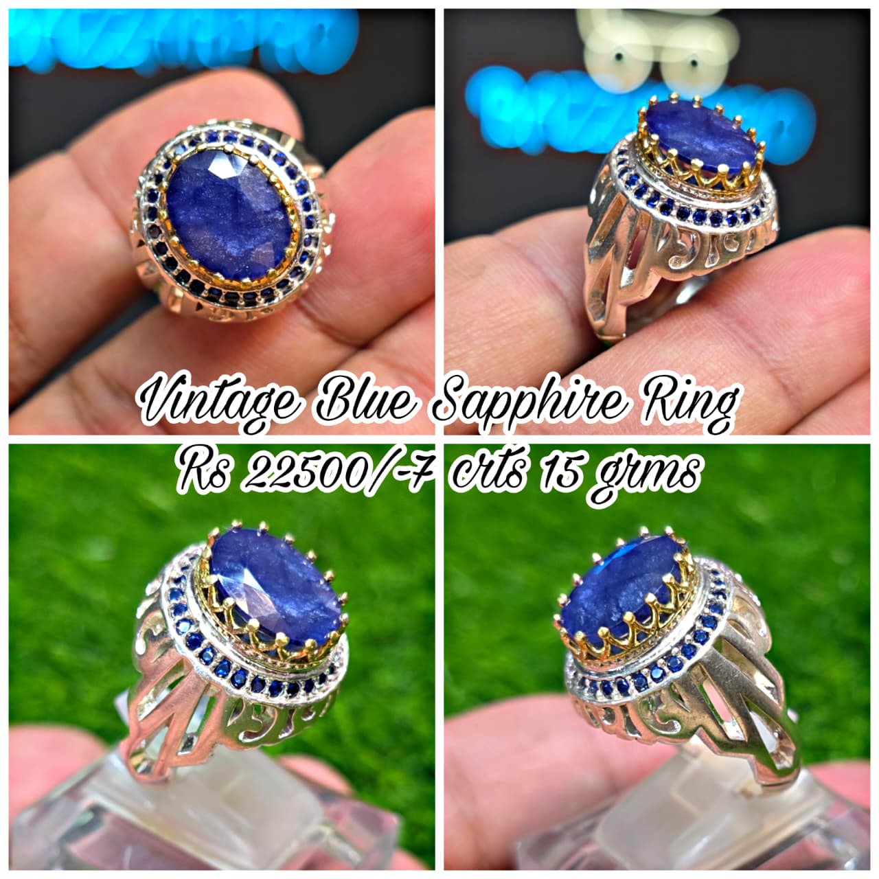 Premium Quality Vintage Style Blue Sapphire Ring