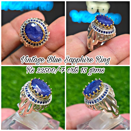 Premium Quality Vintage Style Blue Sapphire Ring