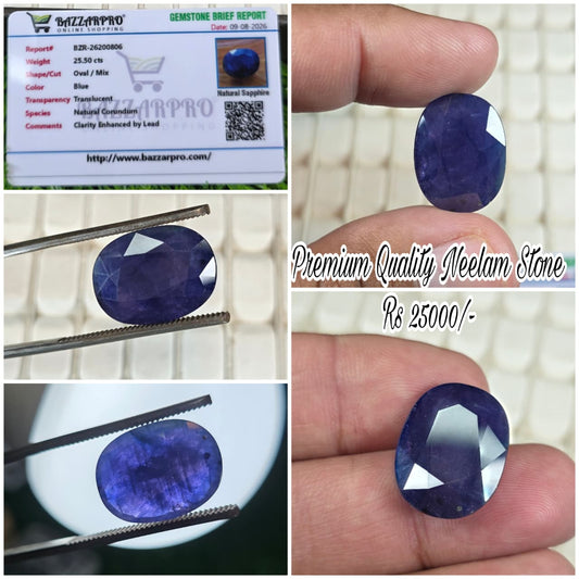Premium Quality Neelam Stone With Lab Certificate