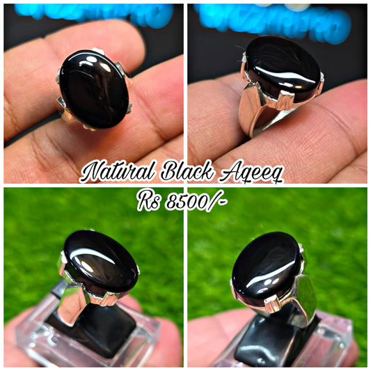 Premium Quality Black Aqeeq Ring