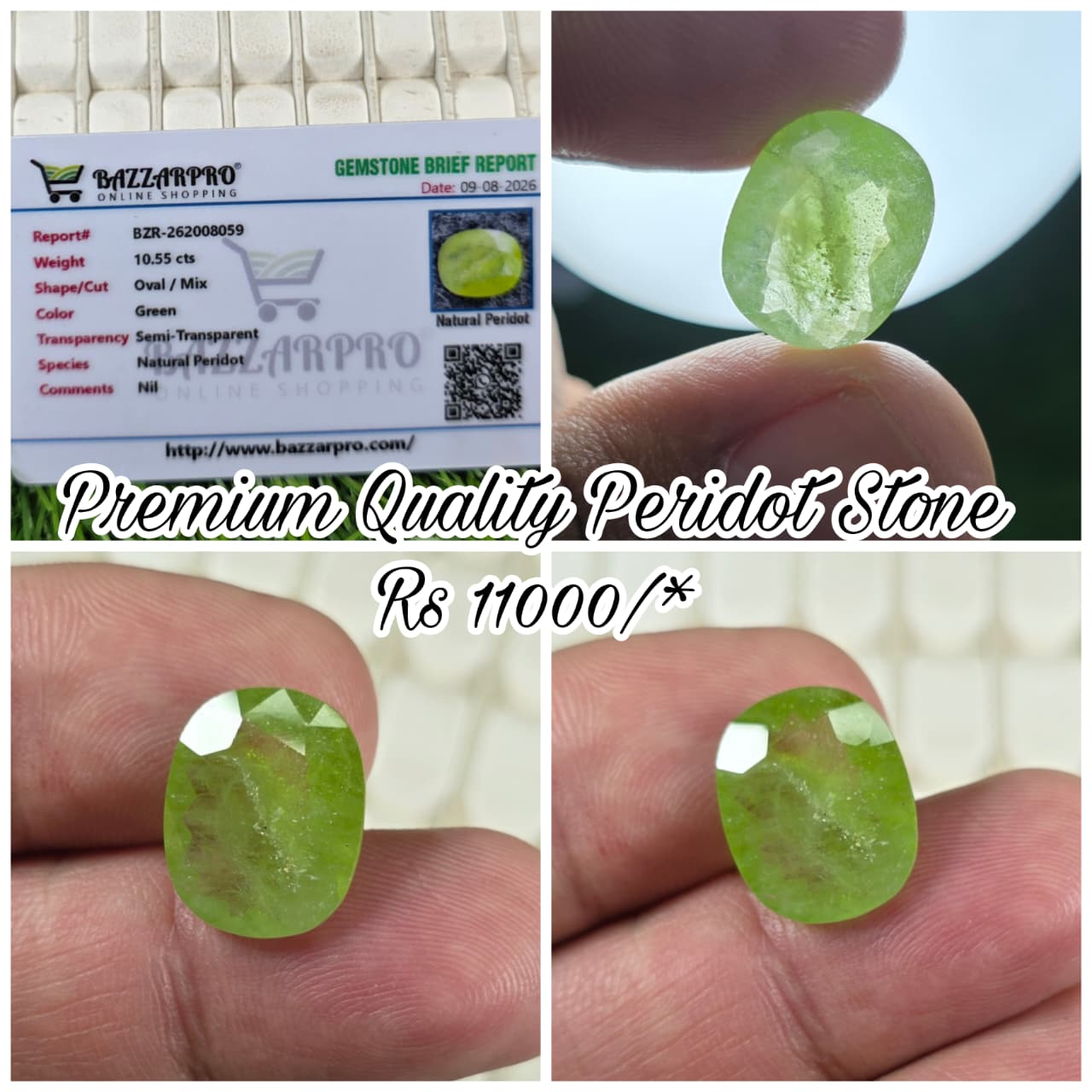 Premium Quality Peridot Stone With Lab Certificate