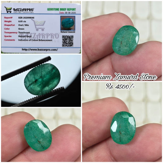 Premium Quality Zamurd Stone With Lab Certificate