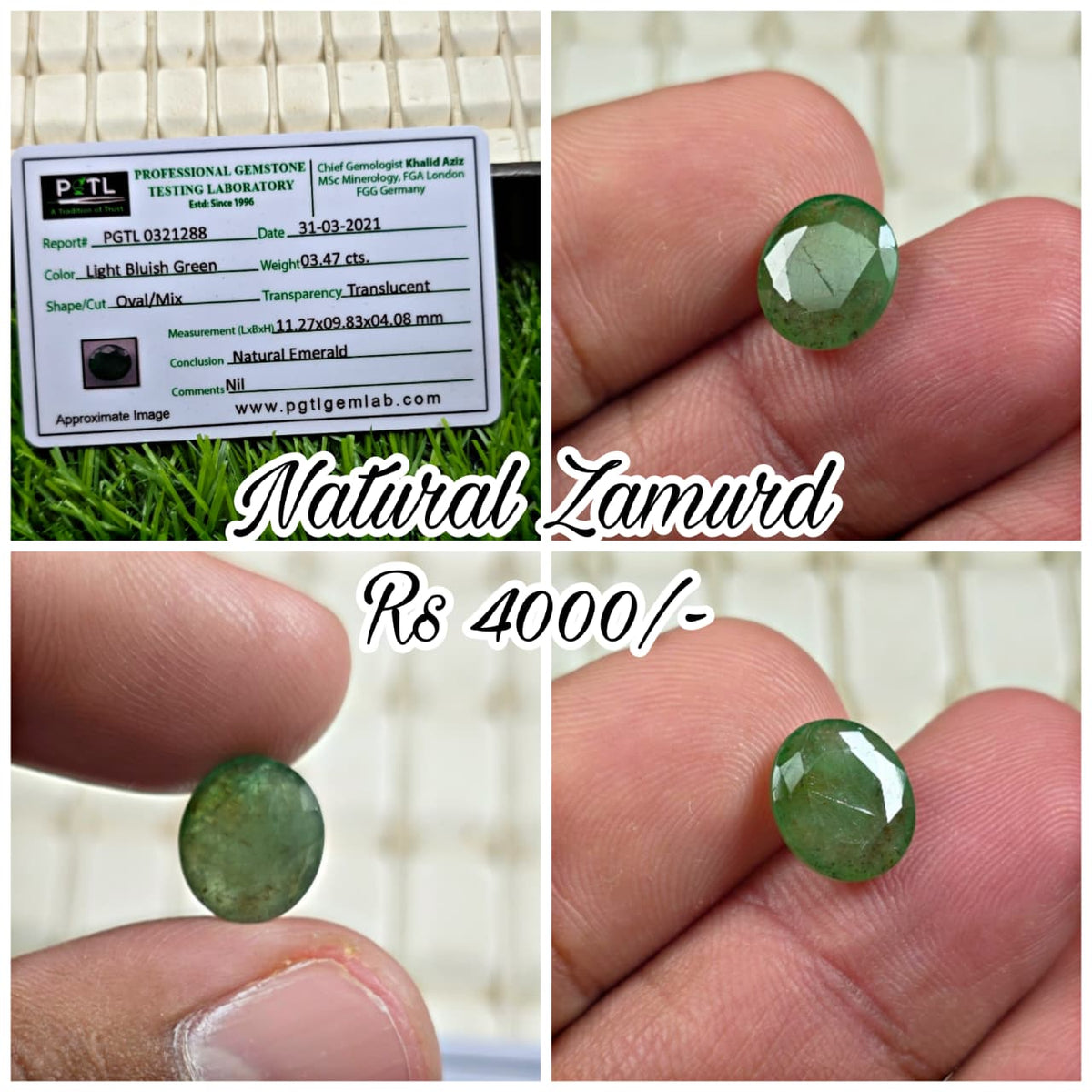 Natural Zamurd Stone With Lab Certificate