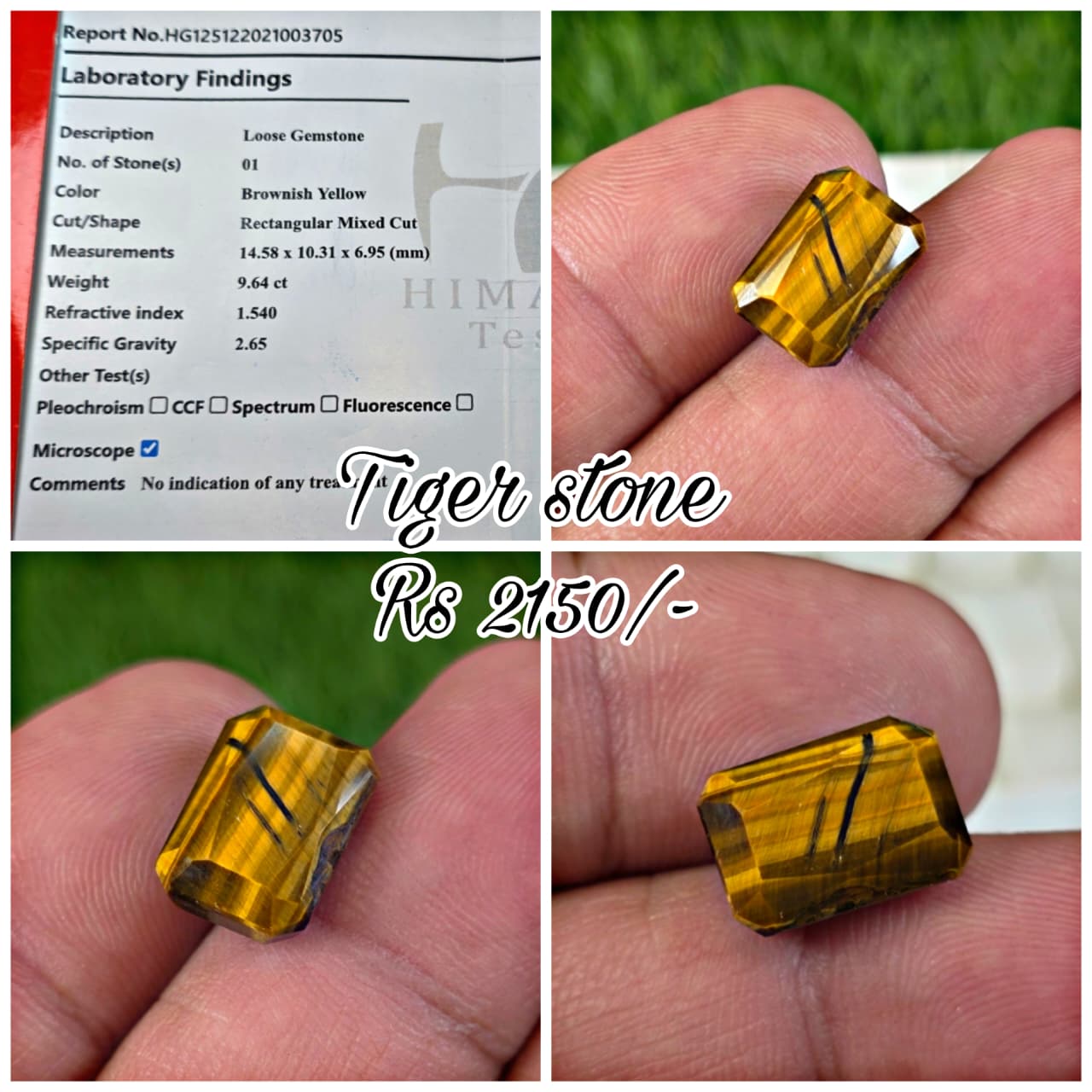 Tiger Stone With Lab Certificate