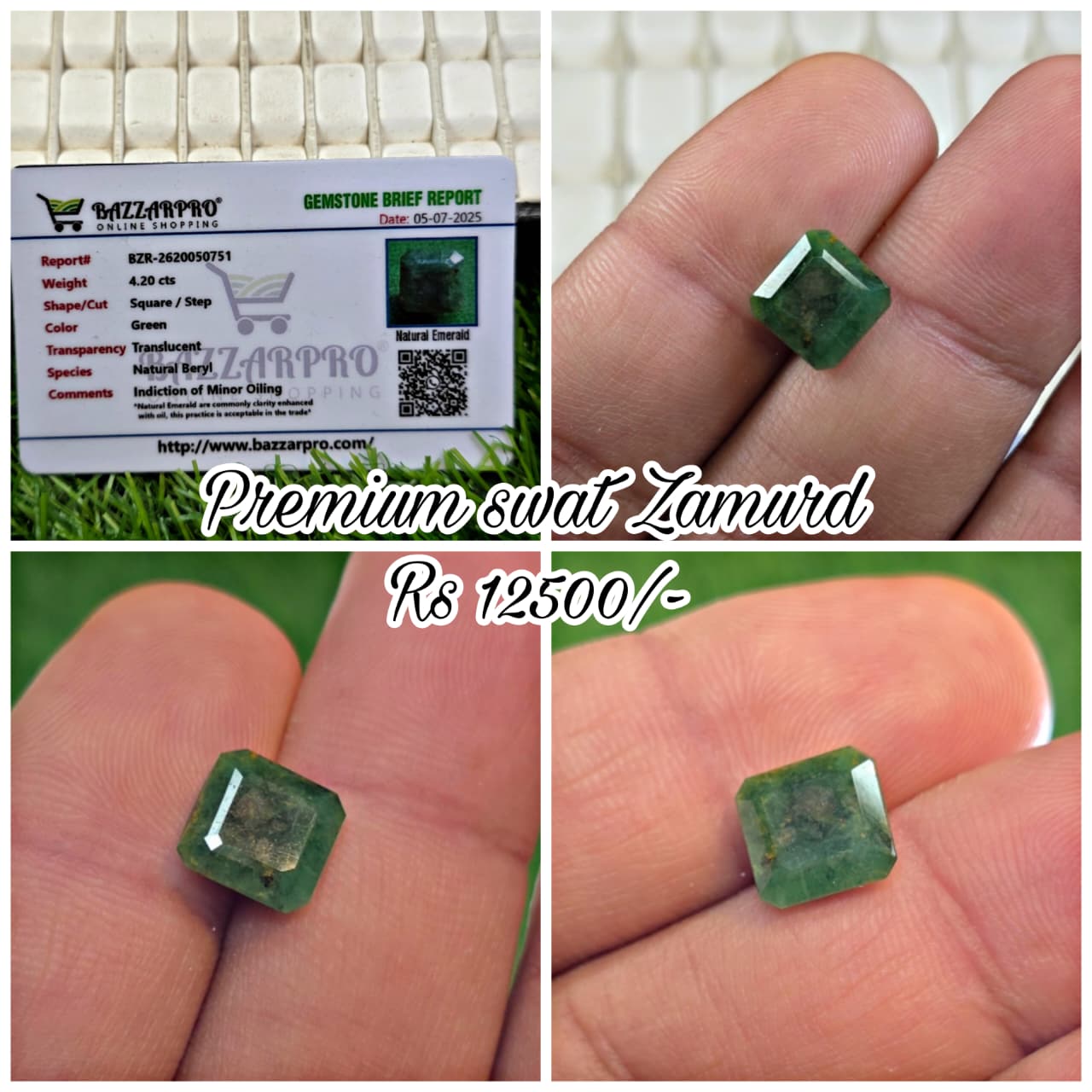 Natural Swat Zamurd Stone With Lab Certificate