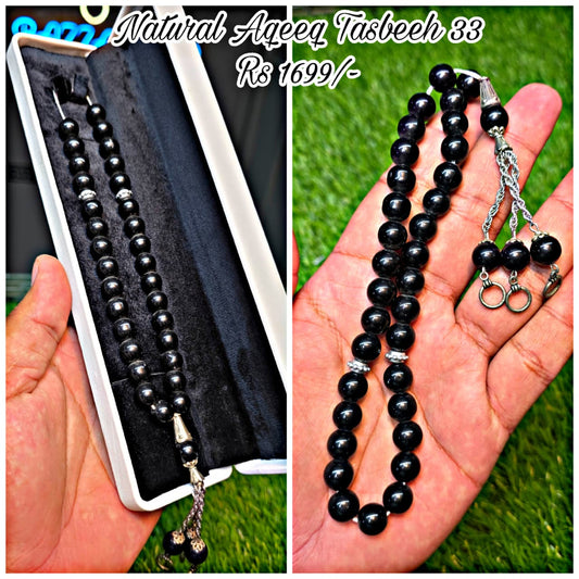 Natural Aqeeq Tasbeeh 33 Beads