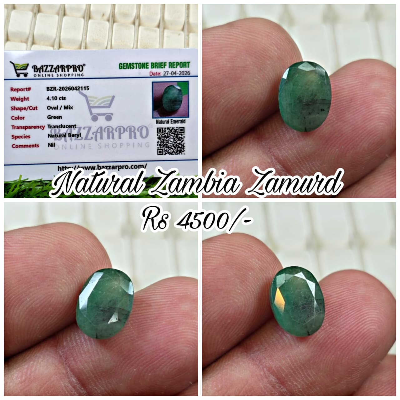 Premium Quality Zambia Zamurd With Lab Certificate