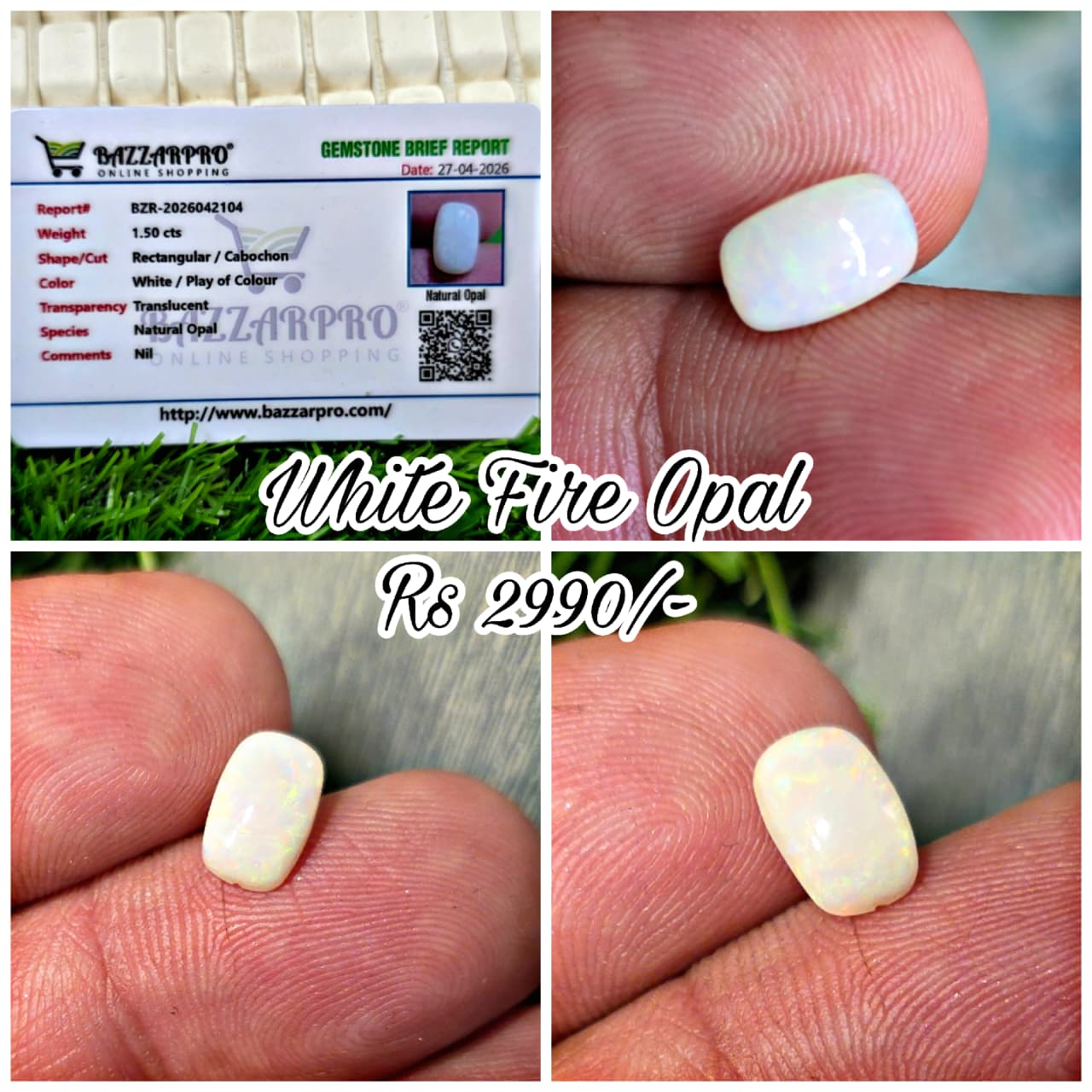 Premium Quality White Fire Opal With Lab Certificate