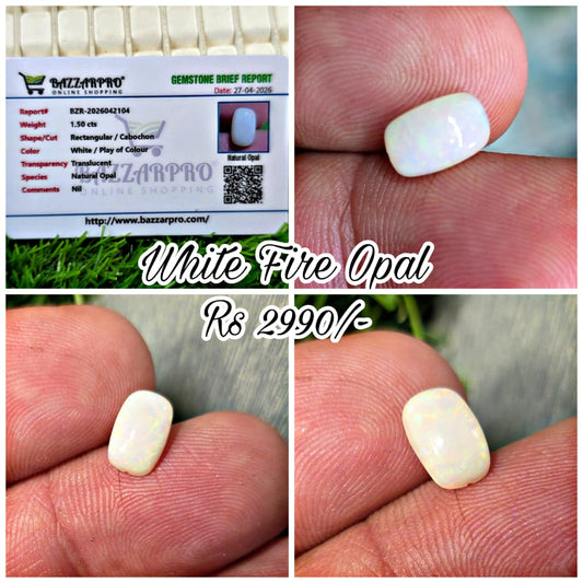 Premium Quality White Fire Opal With Lab Certificate