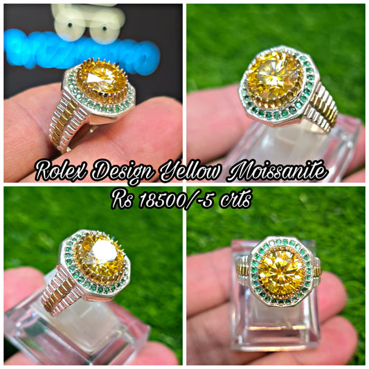 Premium Quality Rolex Style Yellow Moissanite Ring