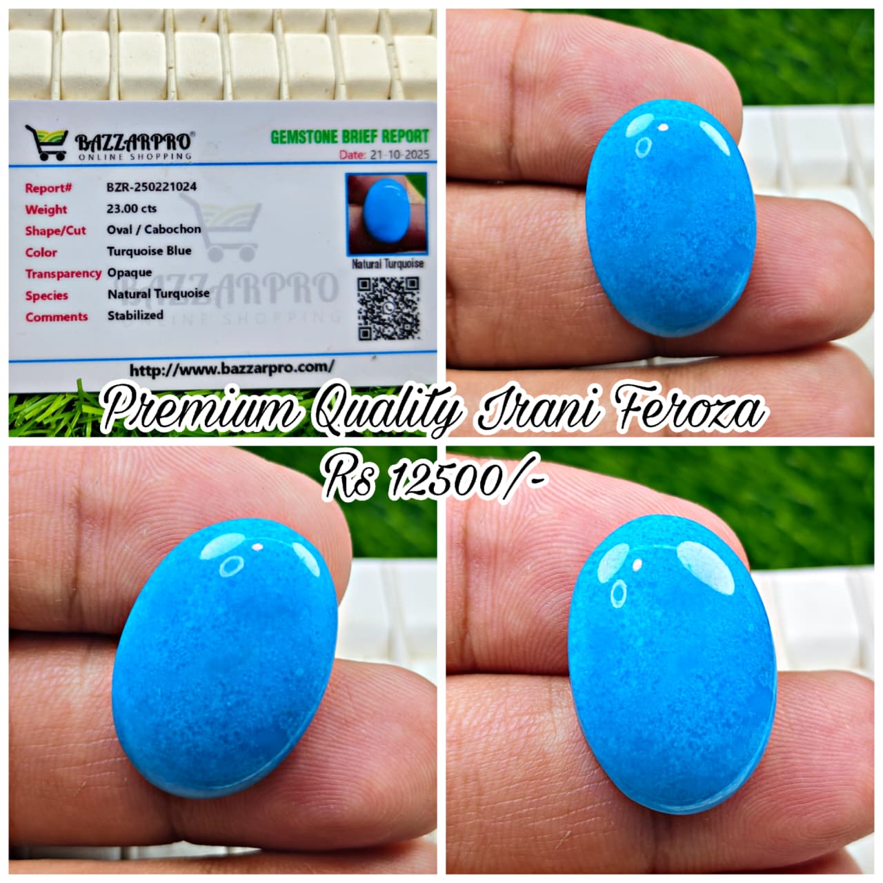 Premium Quality Irani Feroza With Lab Certificate