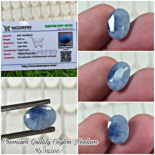 Premium Quality Ceylon Neelam Stone With Lab Certificate