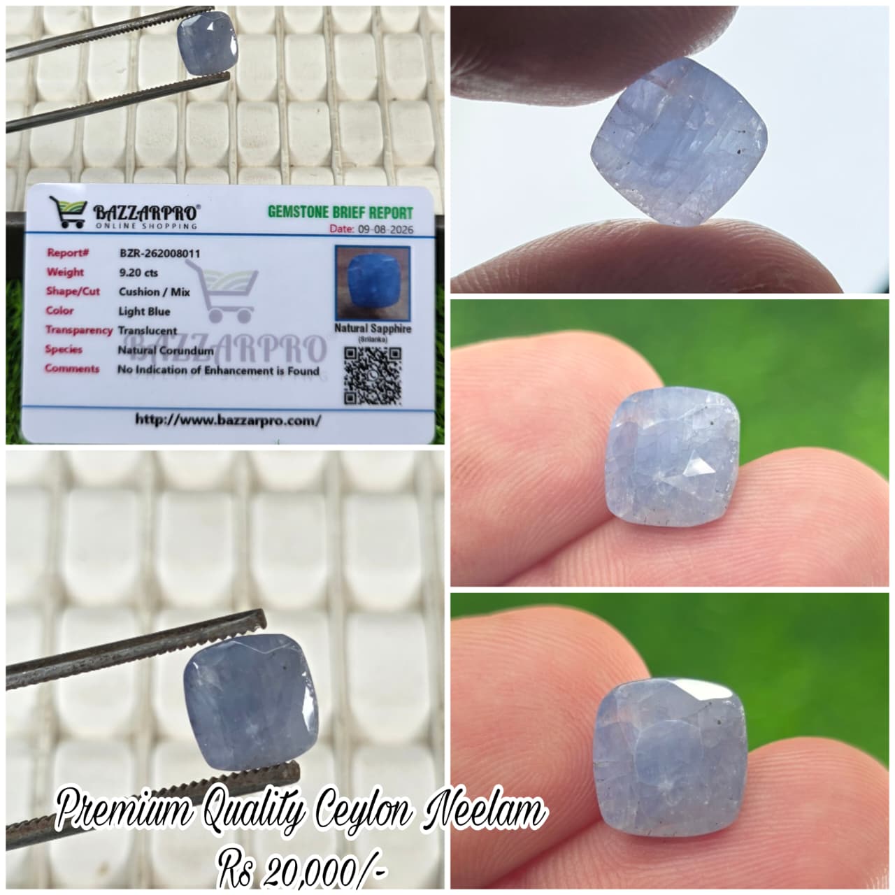 Premium Quality Ceylon Neelam Stone With Lab Certificate