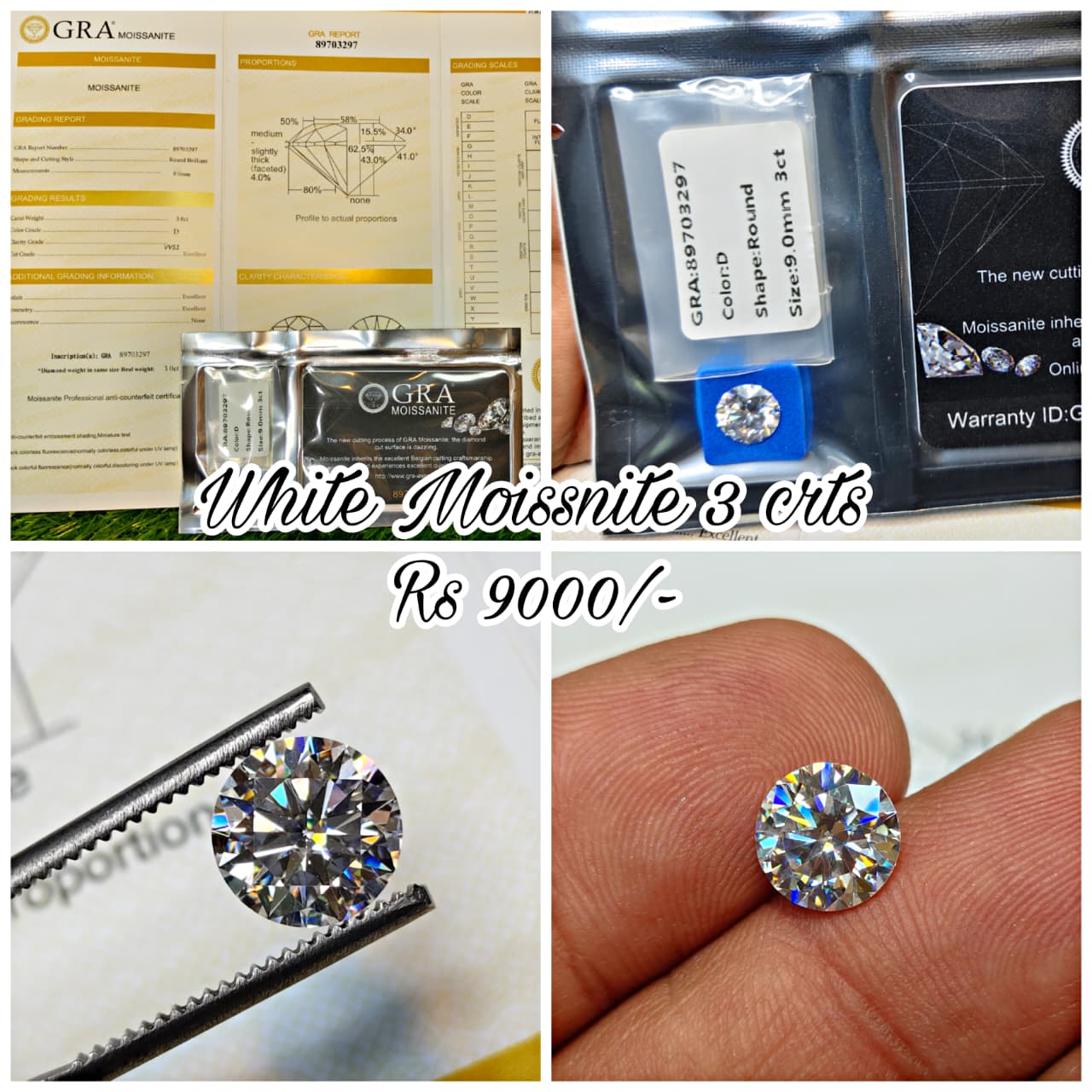 White Moissanite With Gra Lab Certificate