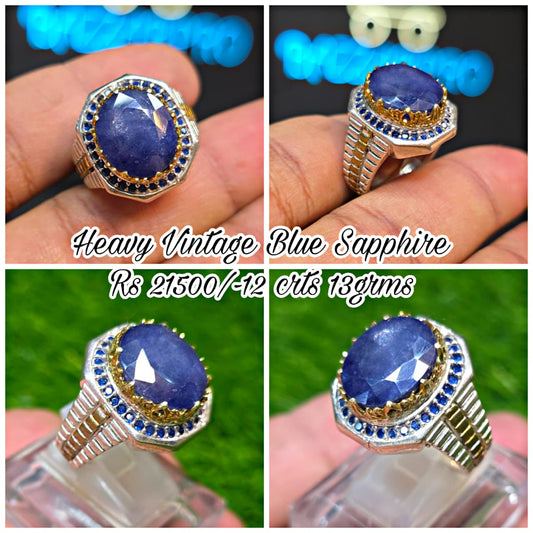 Premium Quality Vintage Style Blue Sapphire Ring