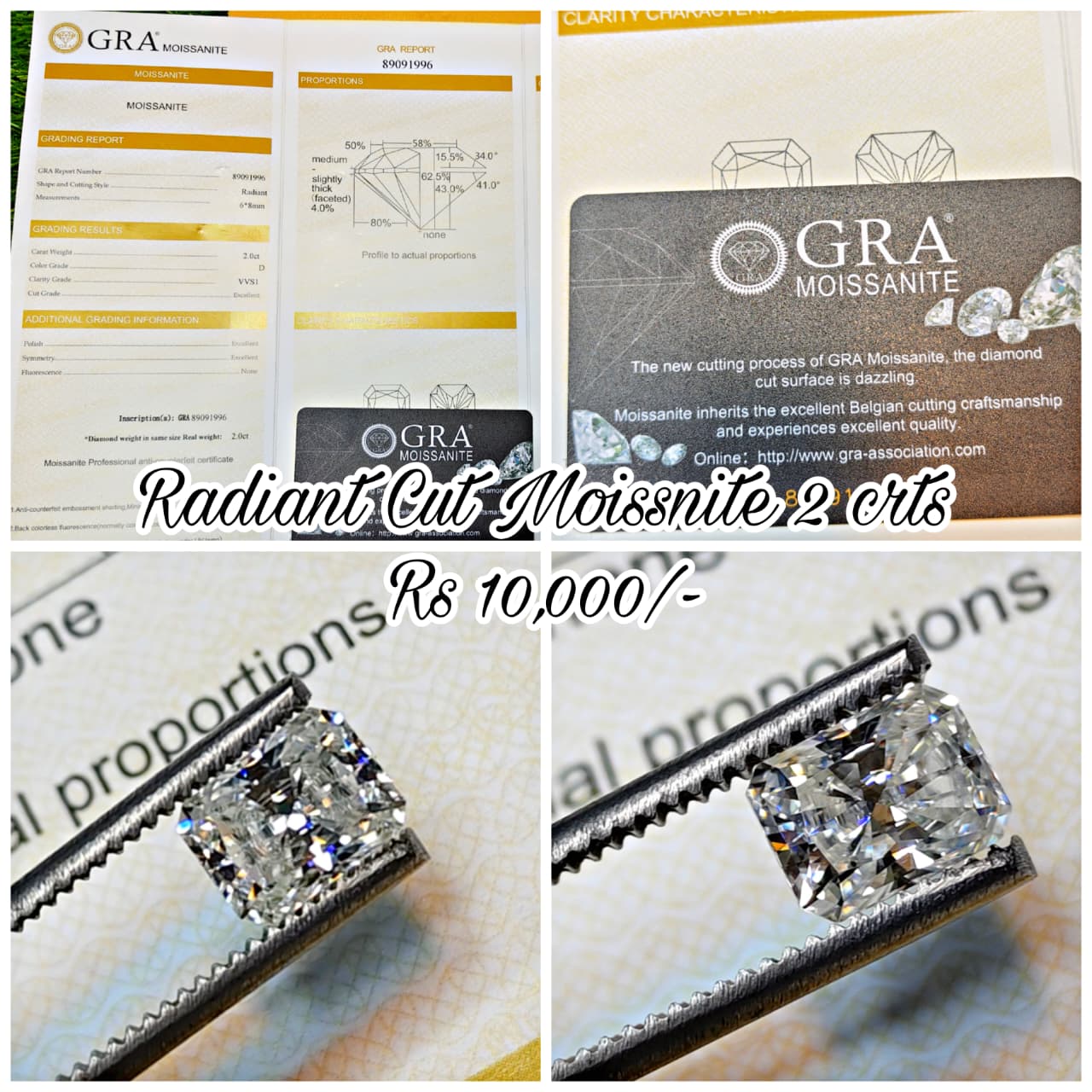 Radiant Cut Moissanite With Gra Lab Certificate