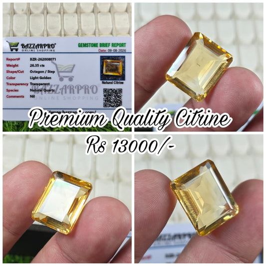 Premium Quality Citrine Stone With Lab Certificate