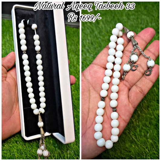 Natural Aqeeq Tasbeeh 33 Beads