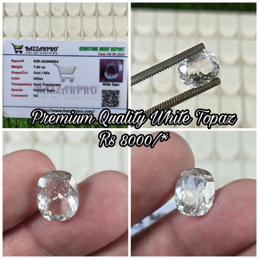 Premium Quality White Topaz Stone With Lab Certificate