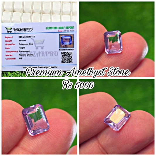 Natural Amethyst Stone With Lab Certificate