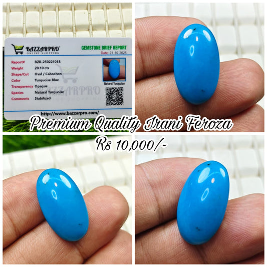 Premium Quality Irani Feroza With Lab Certificate