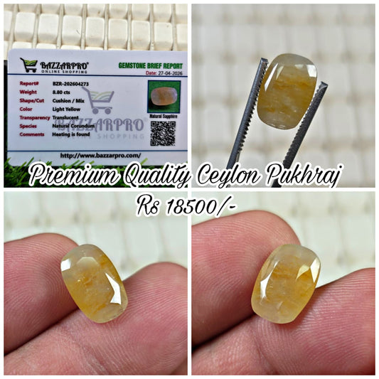 Premium Quality Ceylon Pukhraj With Lab Certificate