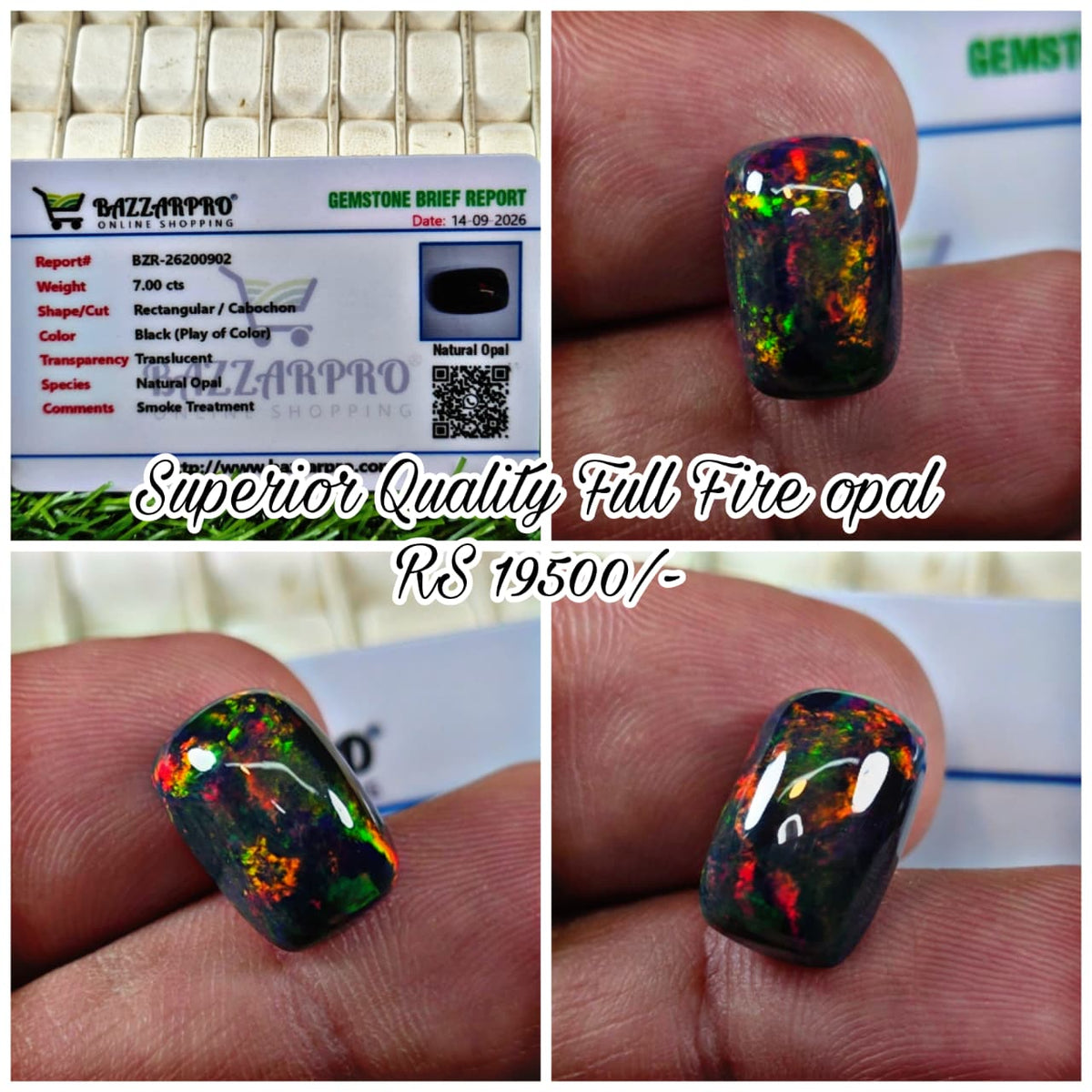 Natural Full Fire Opal Stone With Lab Certificate