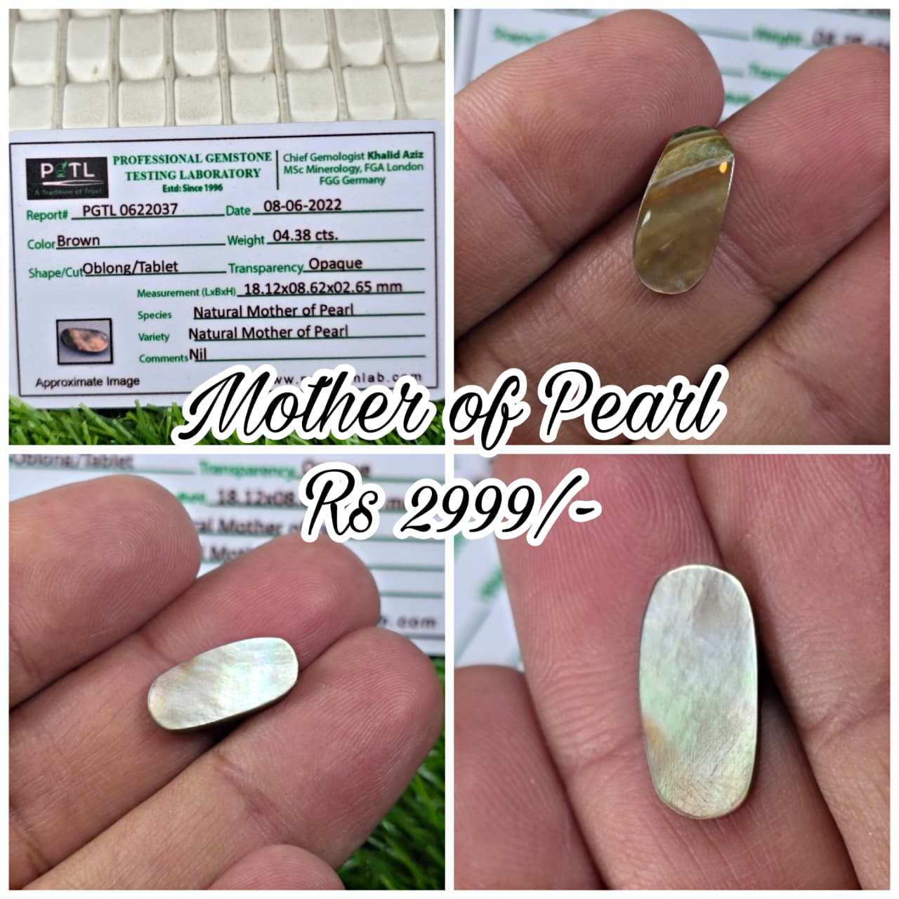 Natural Mother of Pearl Stone With Lab Certificate