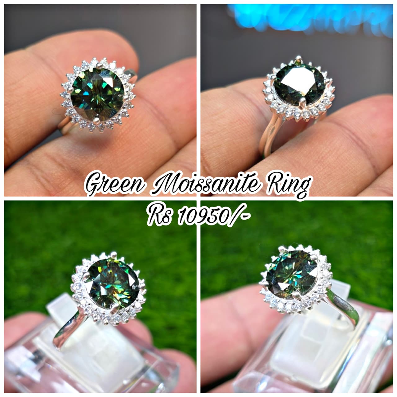 Premium Quality Green Moissanite Ring (Ladies)