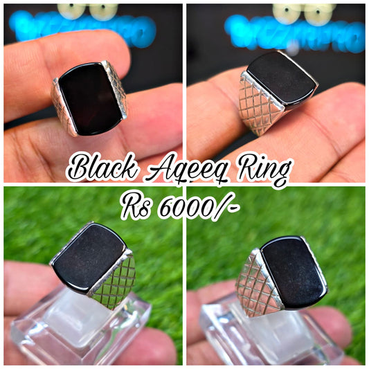 Premium Quality Black Aqeeq Ring