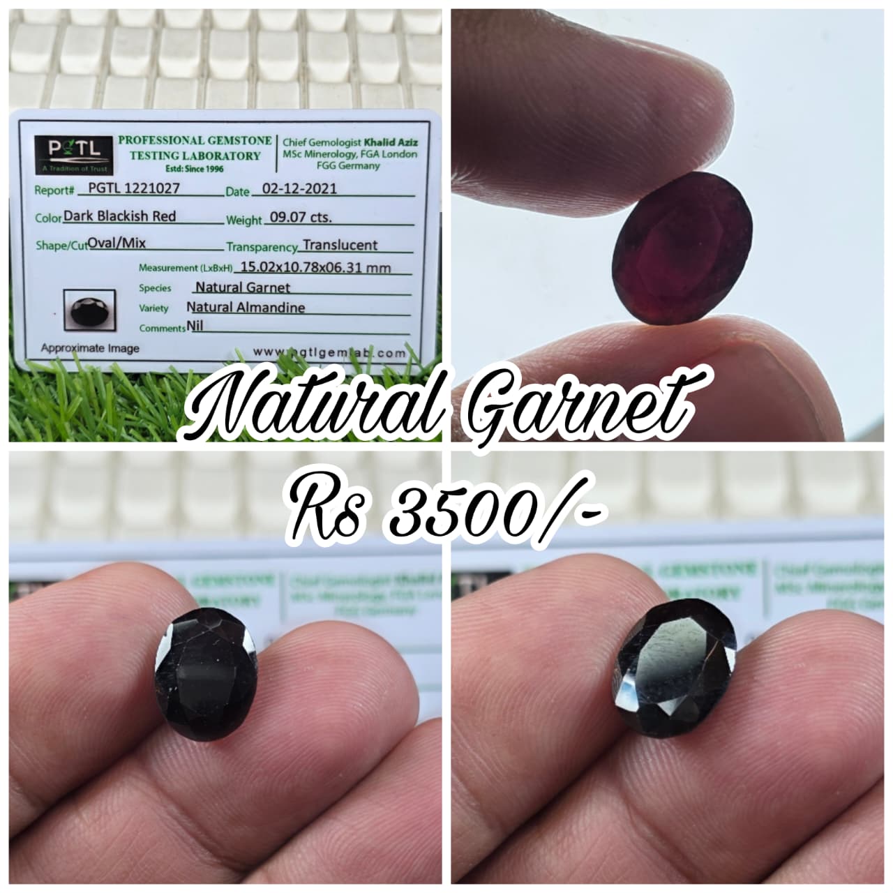Natural Garnet Stone With Lab Certificate