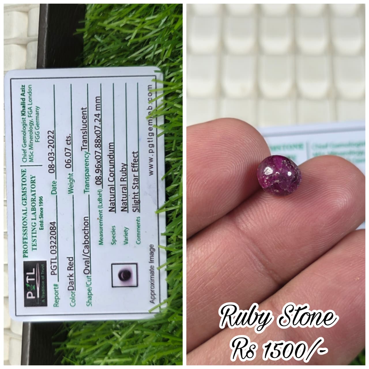 Natural Ruby Stone With Lab Certificate