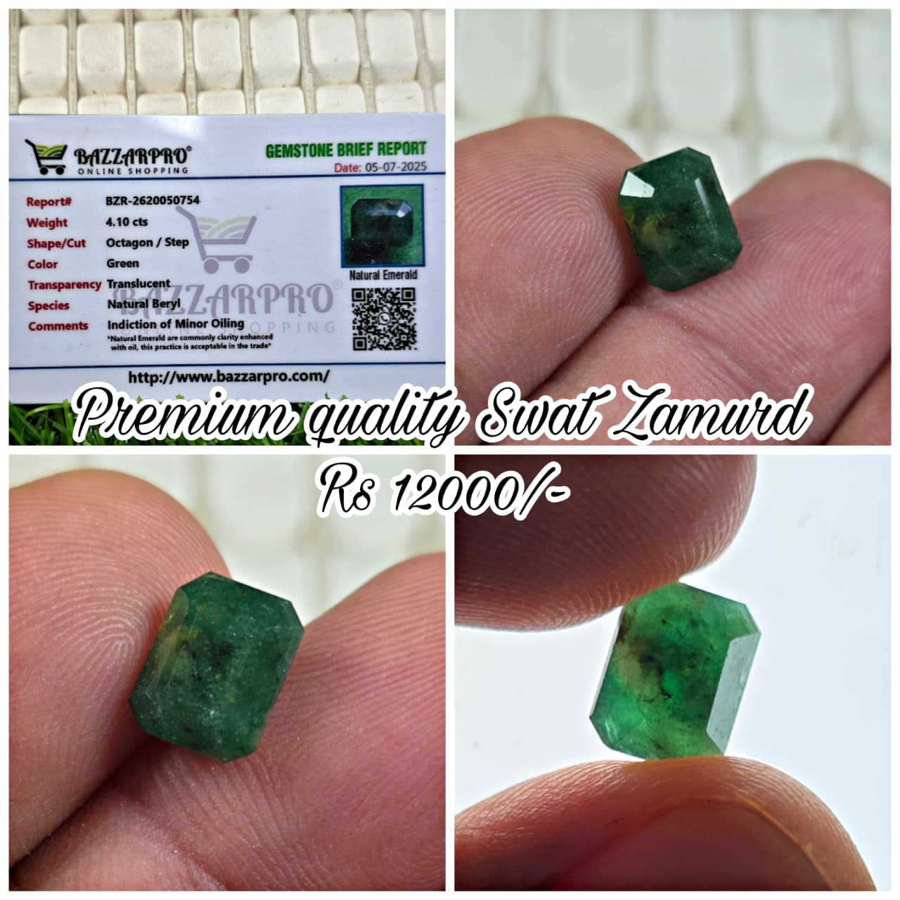 Natural Swat Zamurd Stone With Lab Certificate