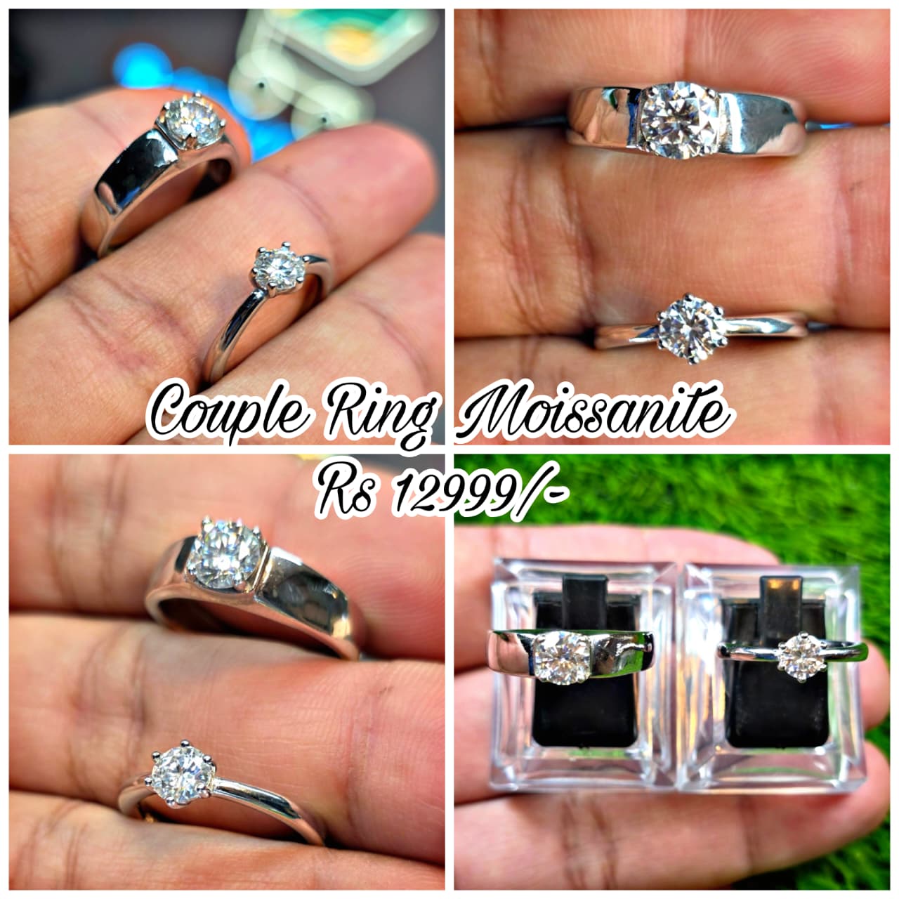 Premium Quality Couple White Moissanite Ring (Couple)