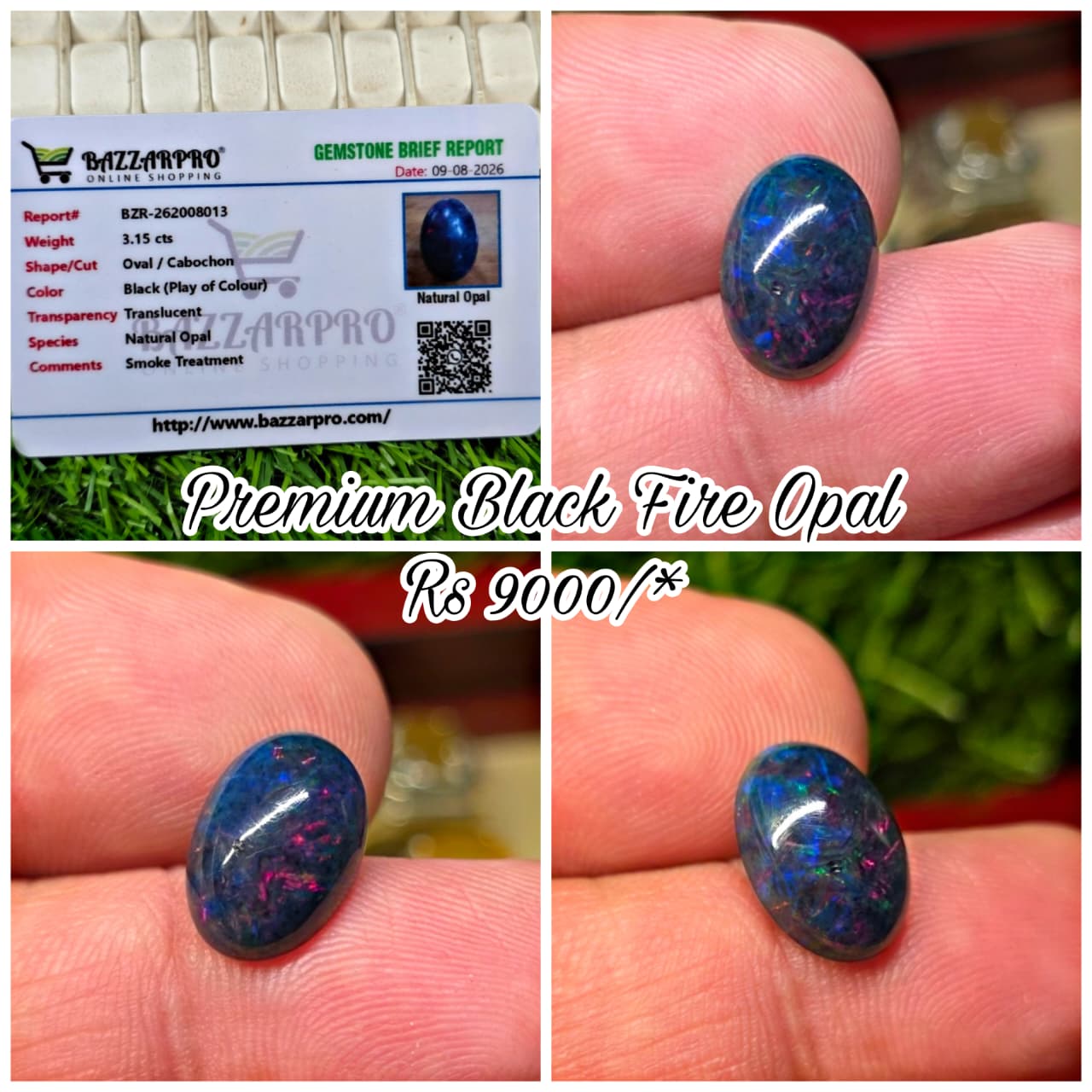 Premium Quality Black Opal Stone With Lab Certificate