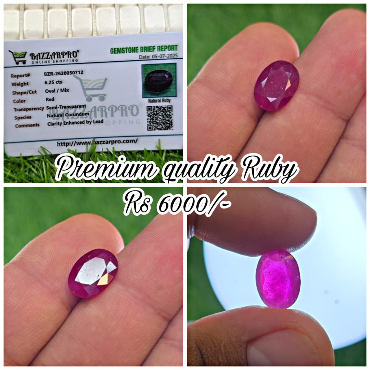 Natural Ruby Stone With Lab Certificate