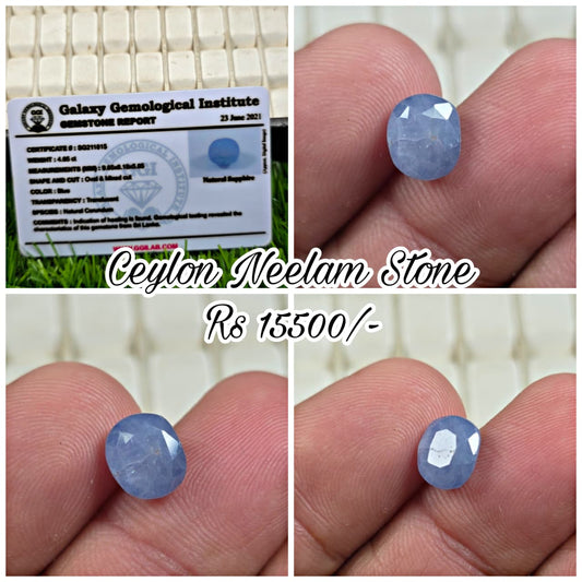 Natural Ceylon Neelam Stone With Lab Certificate