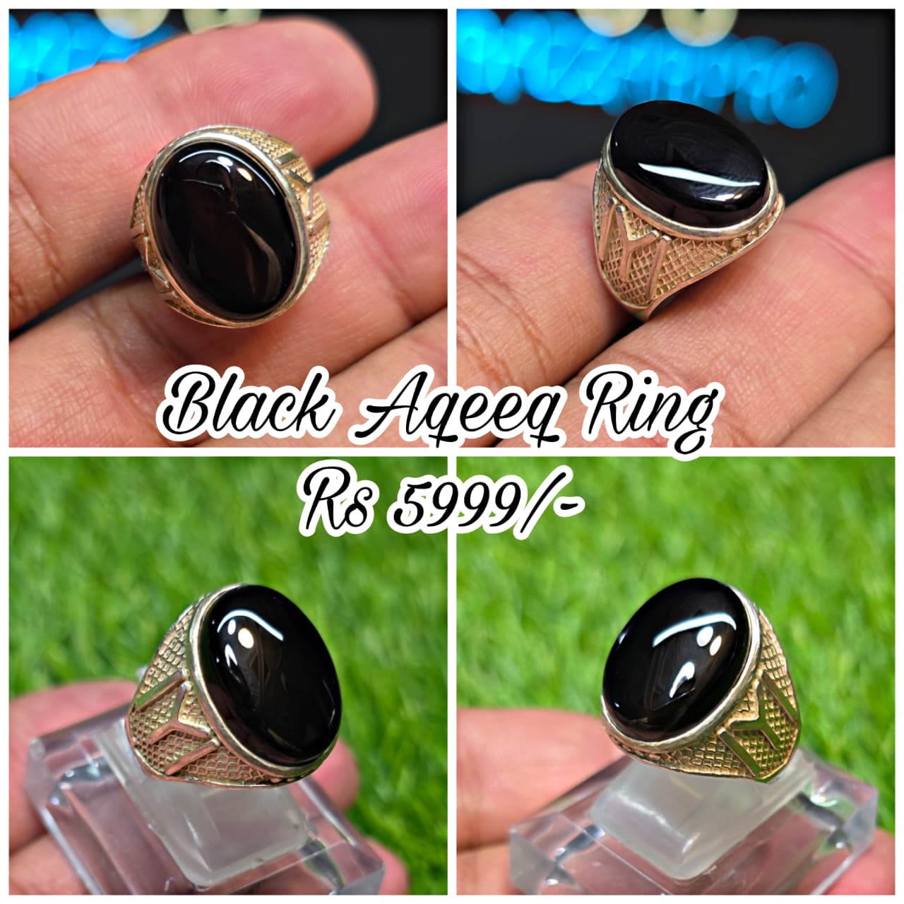 Premium Quality Black Aqeeq Ring