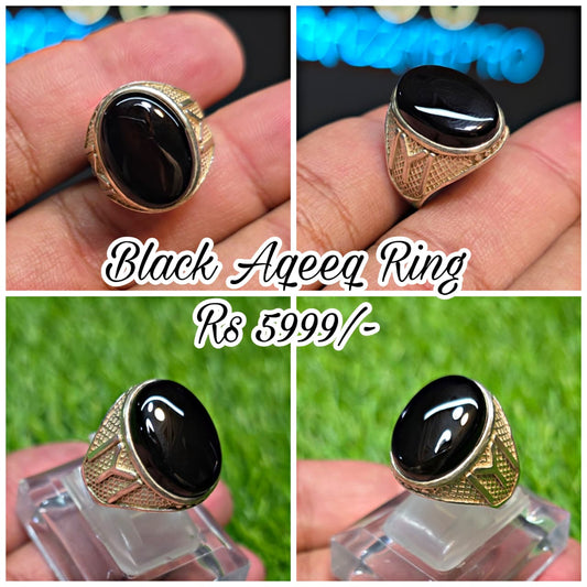 Premium Quality Black Aqeeq Ring