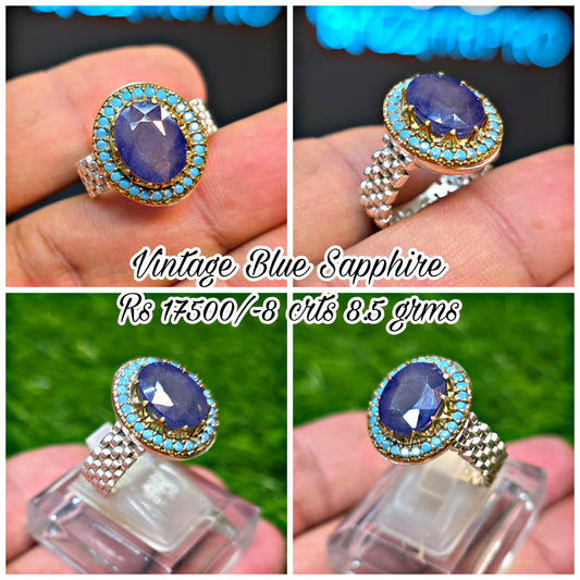 Premium Quality Vintage Style Blue Sapphire Ring